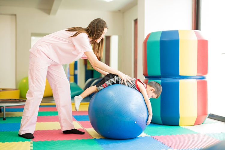 Physical therapy at DG Therapy Group focuses on improving the child’s gross and fine motor skills.